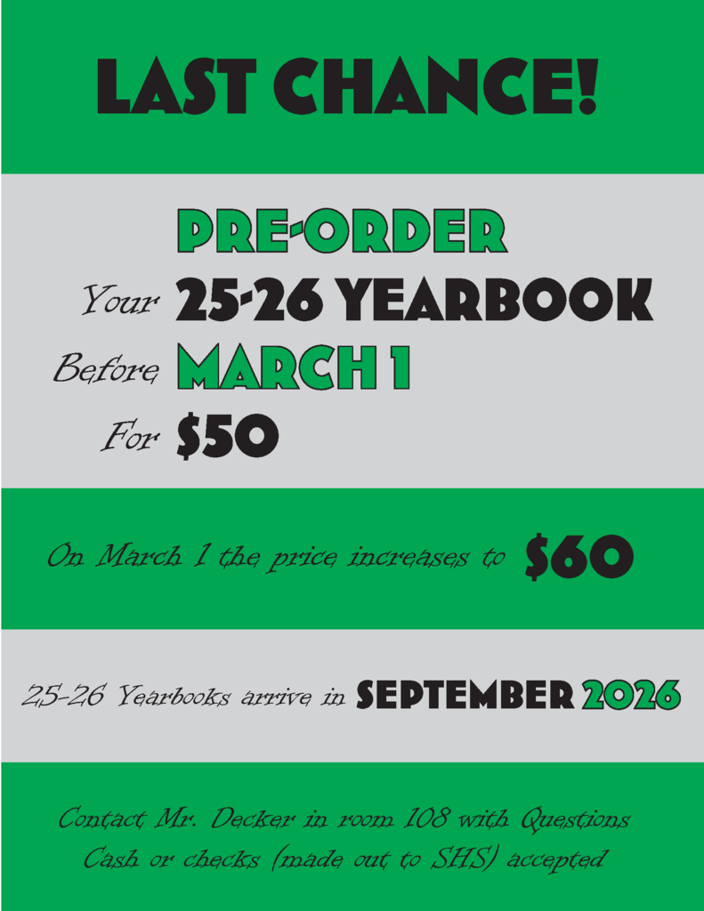 Students interested in purchasing a 2025-2026 yearbook must pre-order for $50 before the price increases to $60 on March 1st.