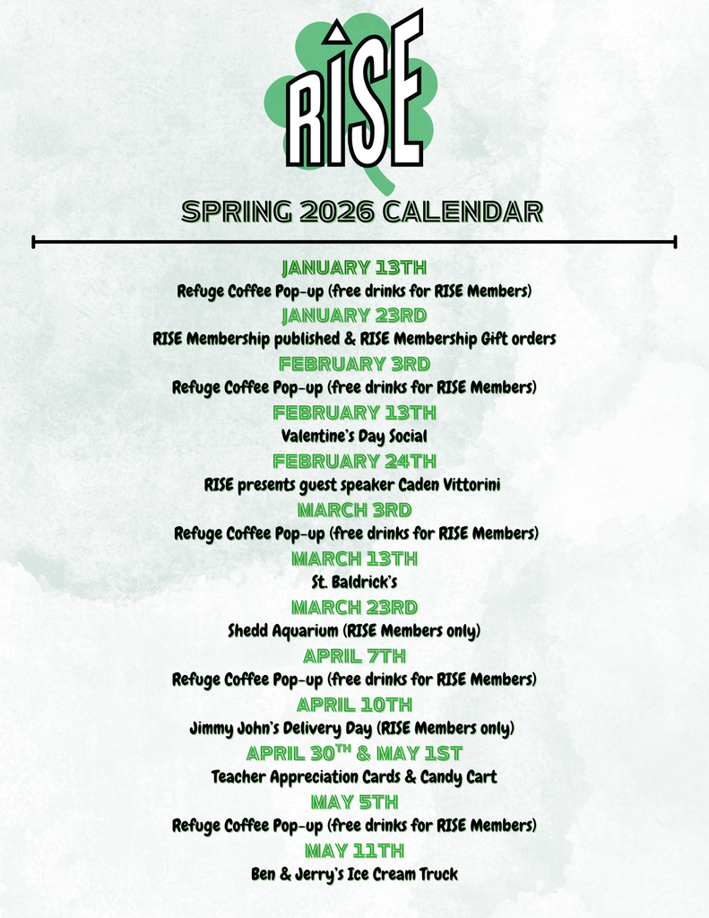 Here is RISE's Spring 2026 calendar.