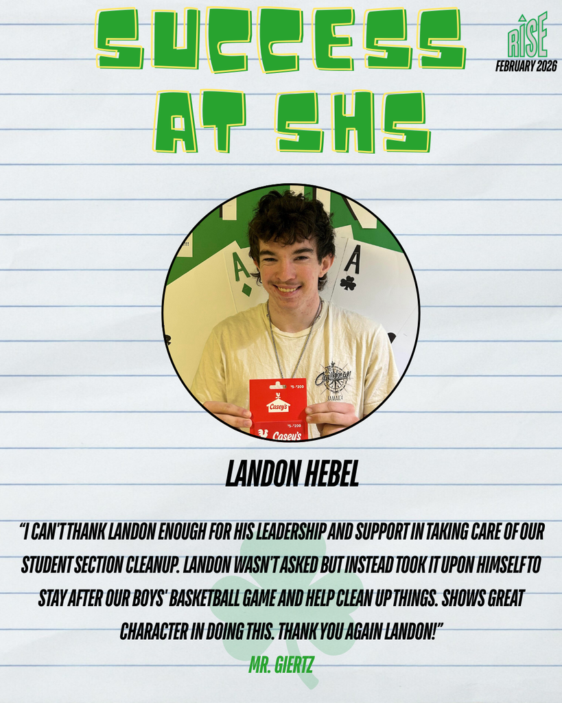 Junior Landon Hebel has been named this week's Success at SHS winner.