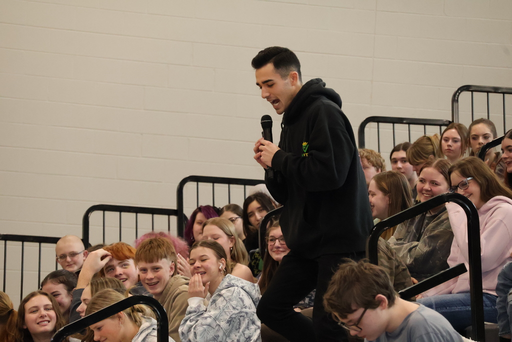 Seneca High School and RISE welcomed Caden Vittorini to speak to the SHS student body during SST on Tuesday.