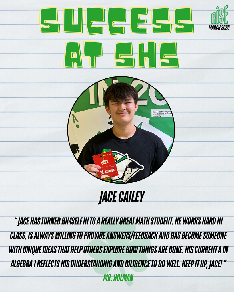 Freshman Jace Cailey has been named this week's Success at SHS winner.