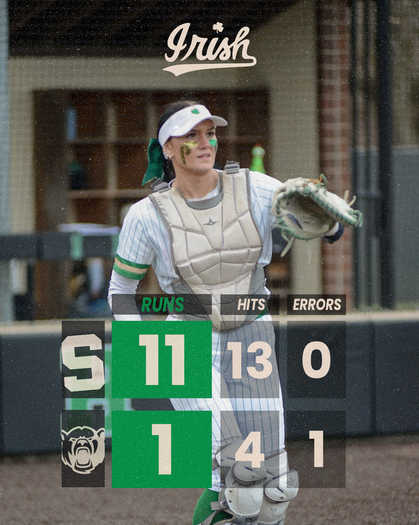 The Lady Irish Softball team opened up Tri-County Conference play on Tuesday with an 11-1 victory over the St. Bede Bruins.