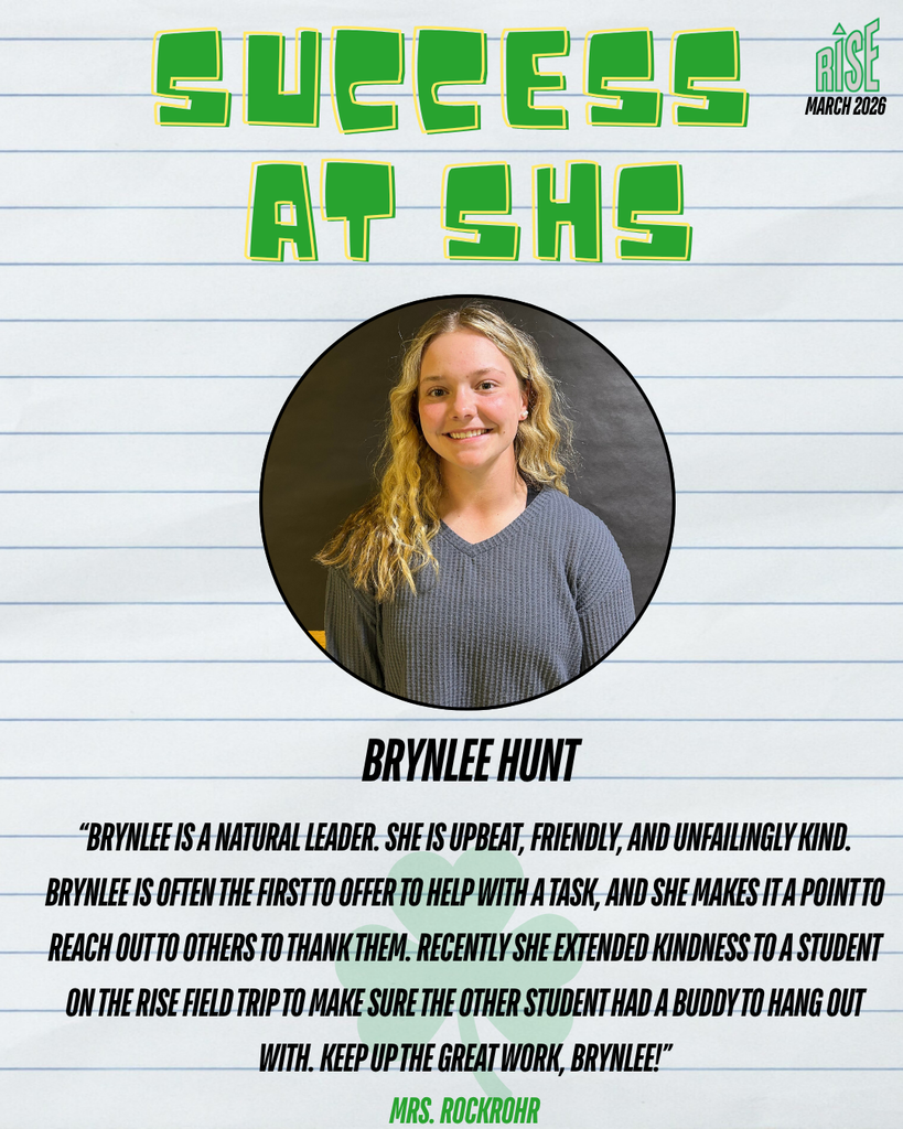 Sophomore Brynlee Hunt has been named this week's Success at SHS winner.