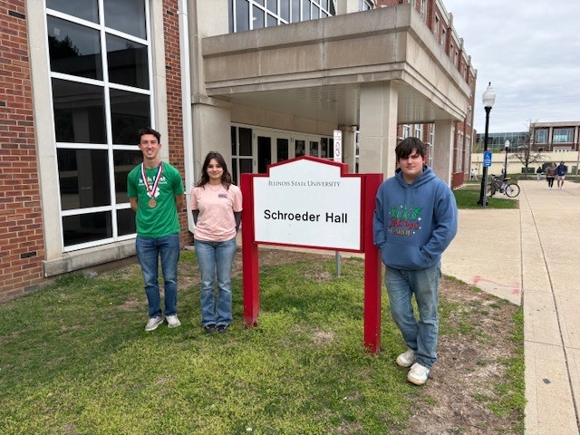 Chase McDaniel, Brady Fort, and Sophia Swift competed @ ISU in the I.D.E.A. (Illinois Design/ Drafting Educators Association) State Drafting Competition on Saturday.