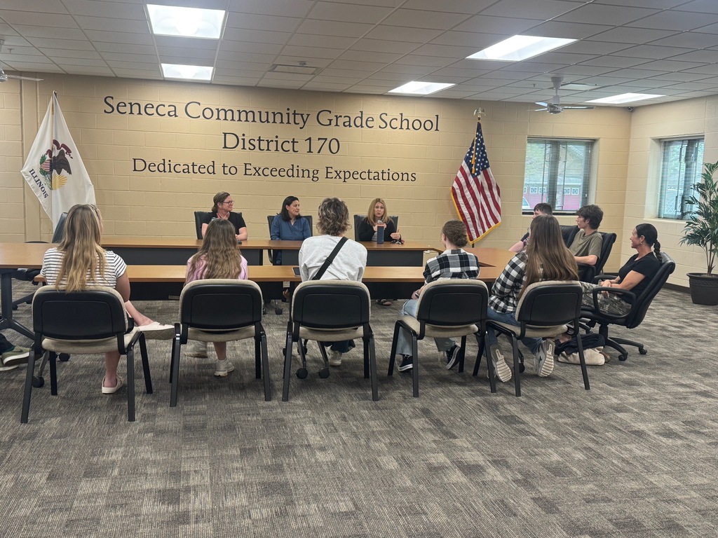 Members of the Seneca High School Future Educators Club traveled to Seneca Grade School to learn more about working in education on Thursday.
