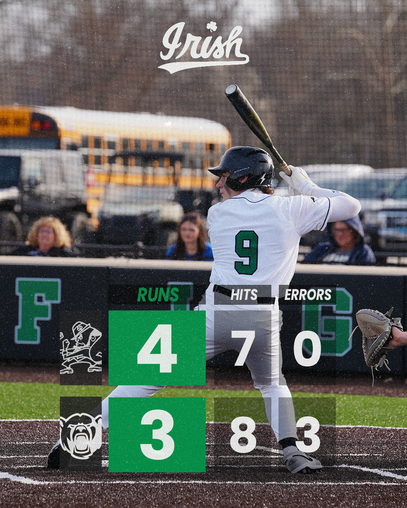 The Fighting Irish Baseball Team picked up a big Tri-County Conference victory over the St. Bede Bruins on Monday, 4-3.