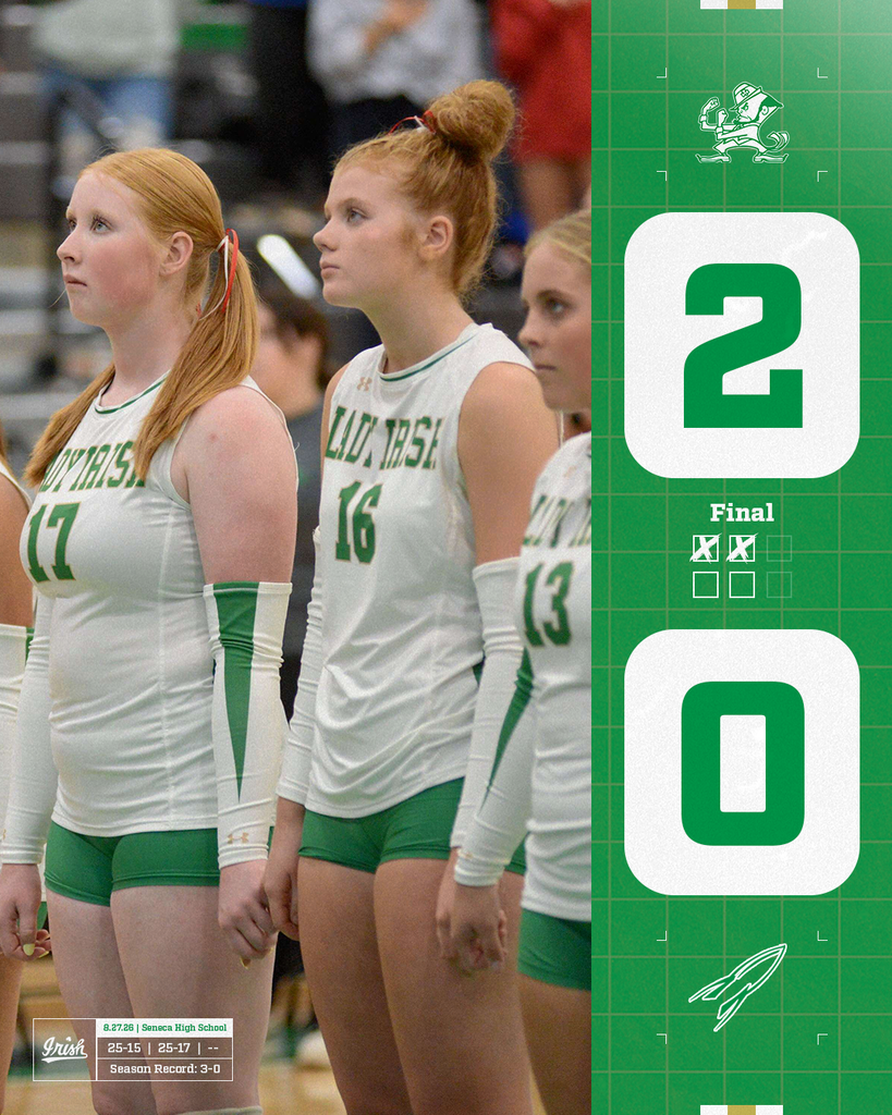 The Lady Irish Volleyball Team opened conference play with a victory over the Roanoke-Benson Rockets in 2 sets (25-15, 25-17).