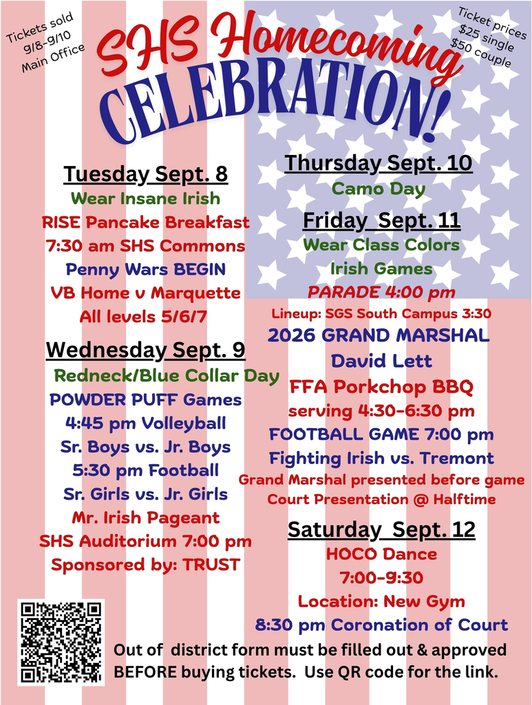 The 2026 SHS Homecoming Dance will be held on September 12, 2026.