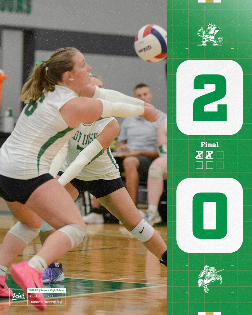 The Lady Irish Volleyball Team swept the Marquette Crusaders in Tri-County Conference action on Tuesday.
