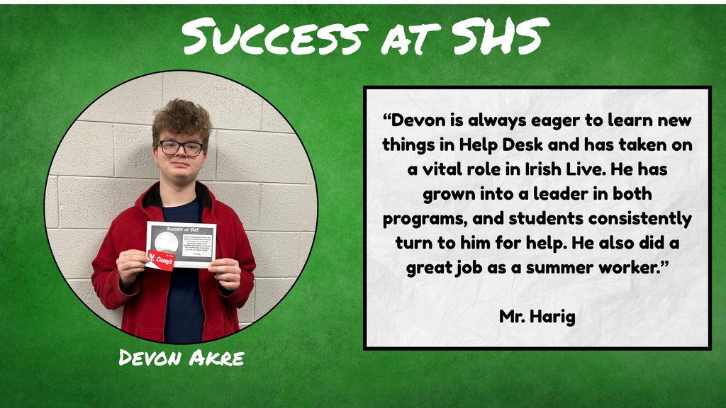 Senior Devon Akre has been named this week's Success at SHS winner.
