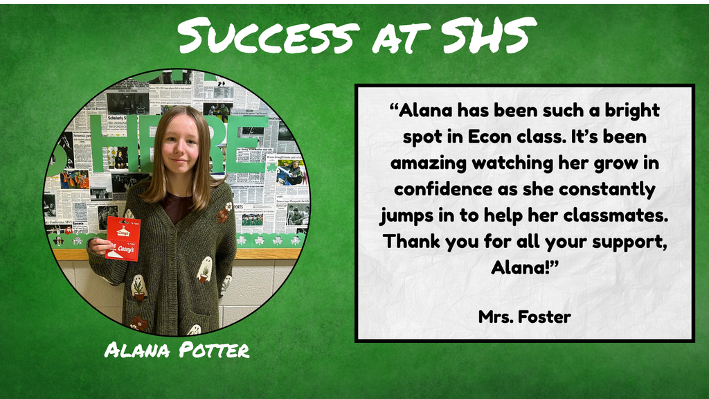 Alana Potter has been named this week's Success at SHS winner.