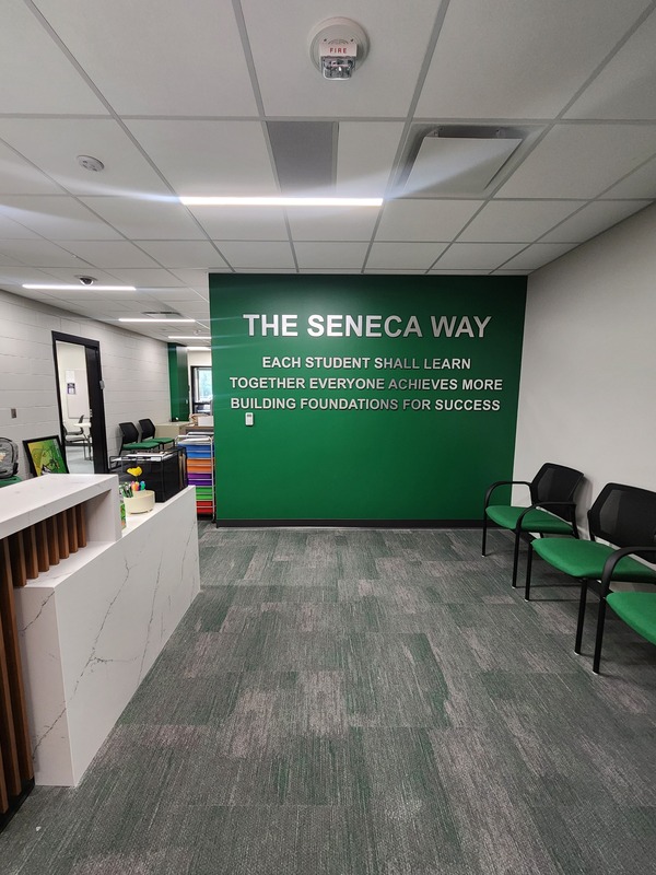 The Seneca High School Board of Education and Administration Team celebrated a ribbon cutting ceremony on Wednesday night as we unveiled our newly renovated Main and Guidance Offices.