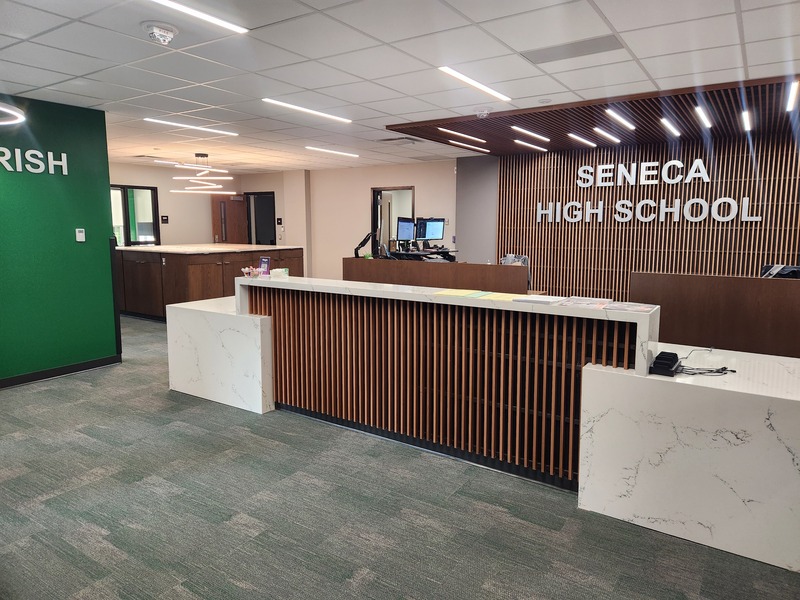 The Seneca High School Board of Education and Administration Team celebrated a ribbon cutting ceremony on Wednesday night as we unveiled our newly renovated Main and Guidance Offices.