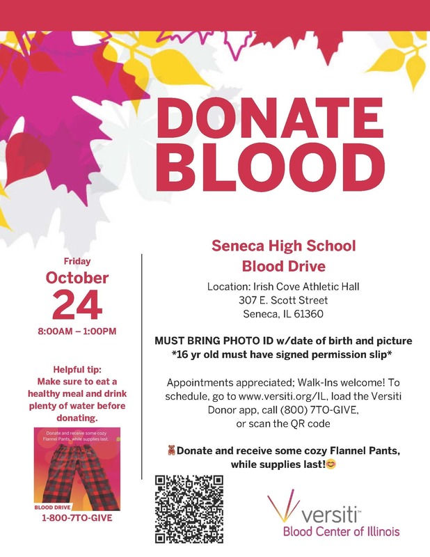 HOSA will host its first blood drive of the year next Friday, October 24th, from 8:00 AM–1:00 PM in the Irish Cove.