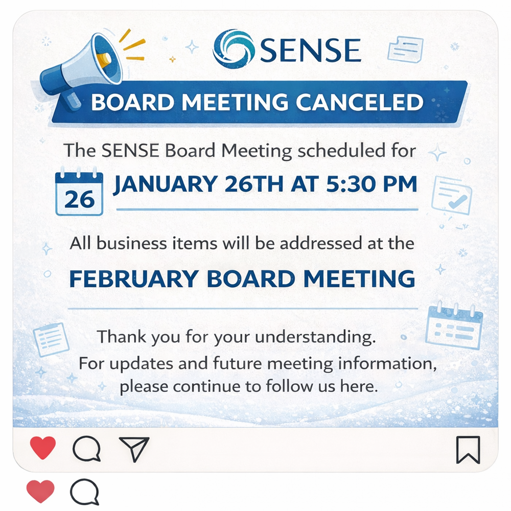 Announcement image stating that the school board meeting for January 26th is canceled.