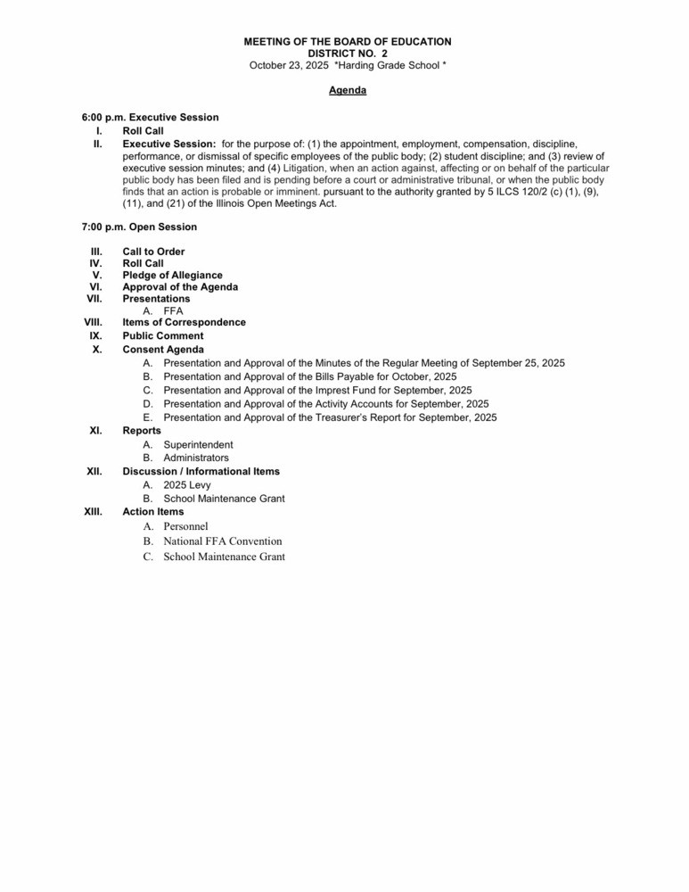 Board of Education Meeting - 10/23/2025
