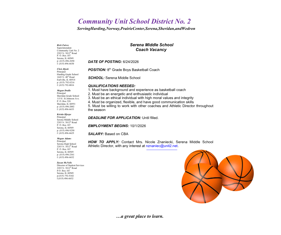 8th Boys Basketball Coach posting with basketball image