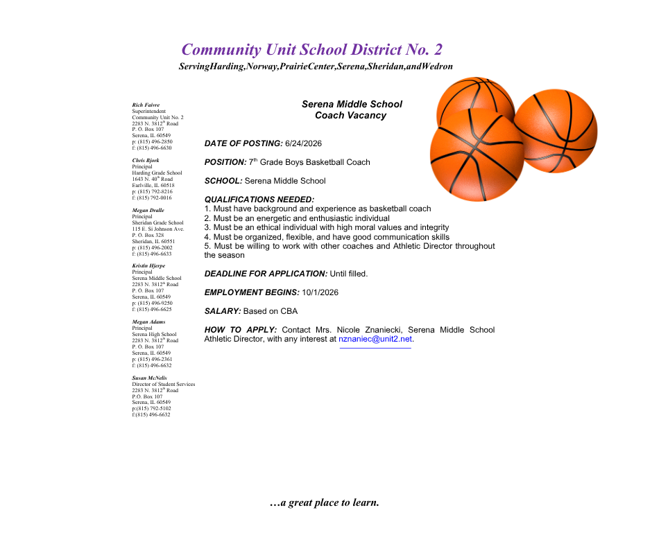 7th Boys Basketball Coach posting with basketball image