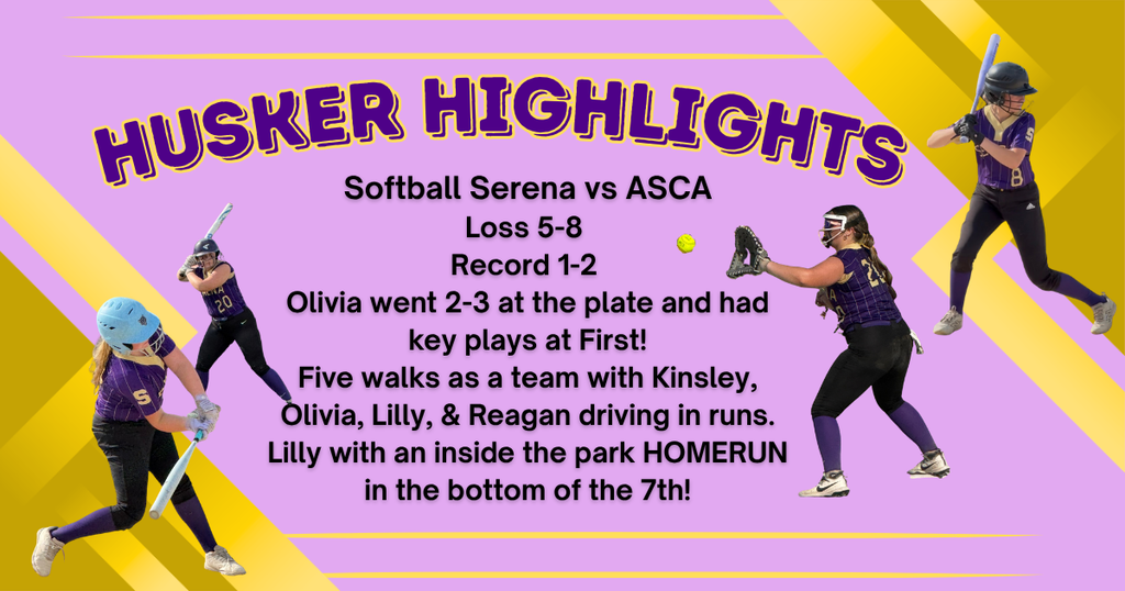 Husker Highlight with purple and yellow design.