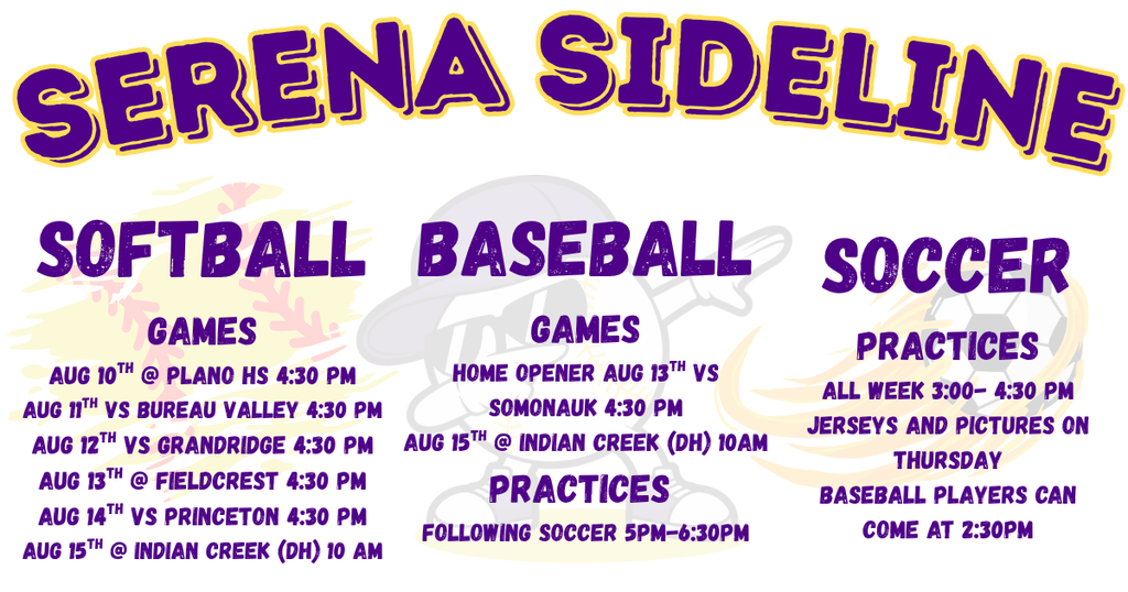 Softball, Baseball and Soccer updates with faint logos 