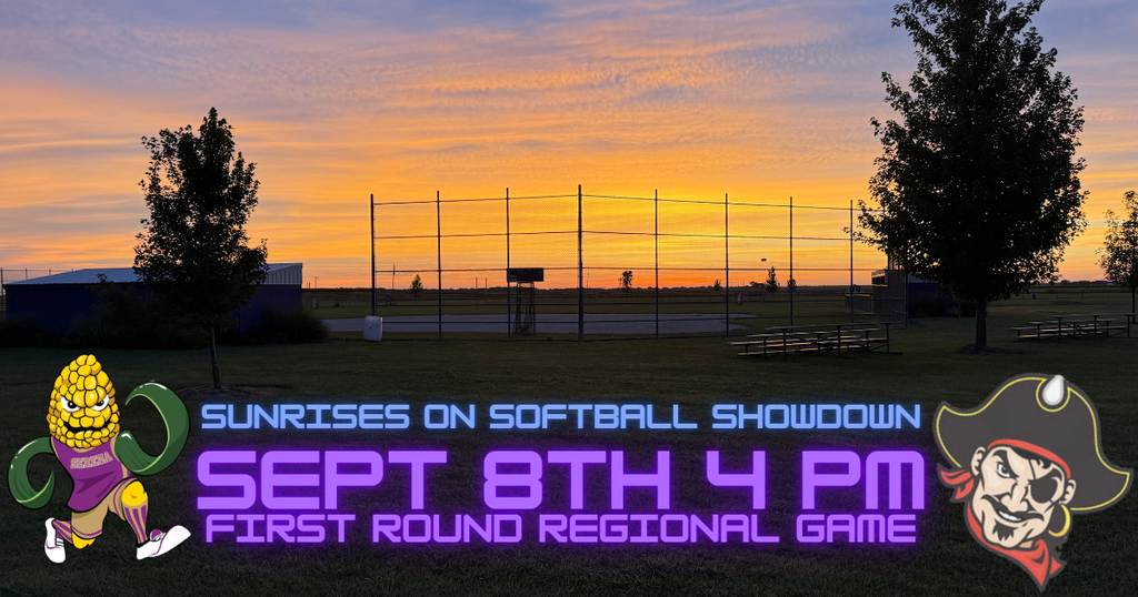 Dawn at Softball Field with Husker and Raider Mascots