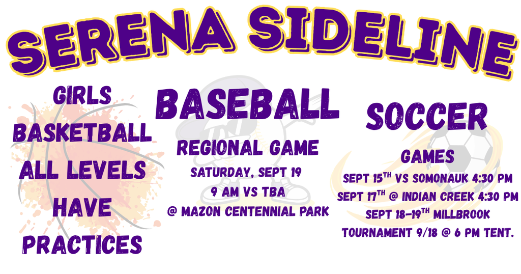 basketball, baseball, soccer ball images with weekly schedule