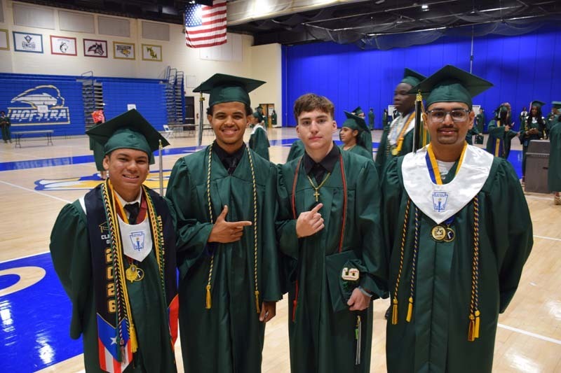 Graduating seniors in gymnasium.