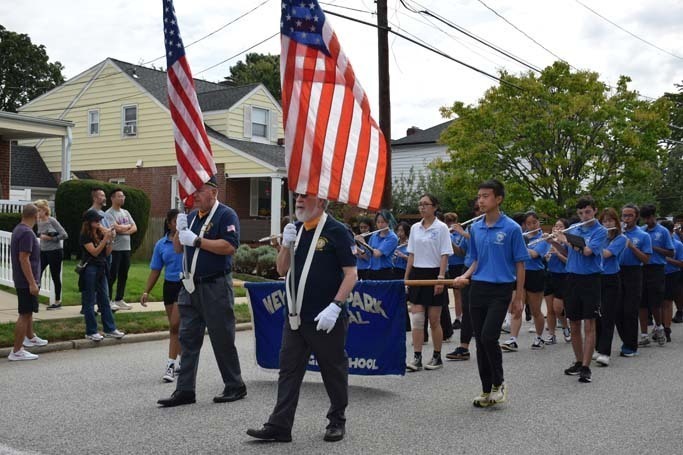 Students marching in parade.