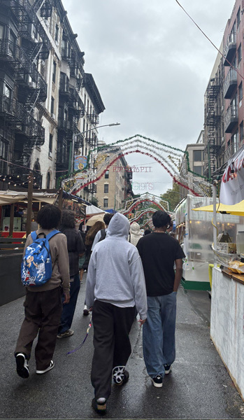 students outdoors in the city