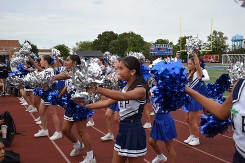 Cheerleaders are pictured during the football game.