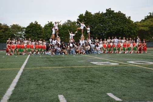 Twirlers, Romanettes, Step Team and Varsity Cheerleaders.