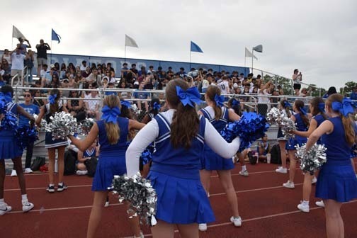 Cheerleaders are pictured during the football game.