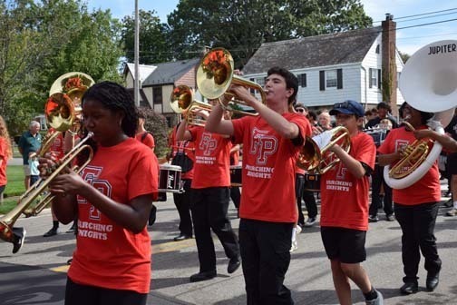 Marching band awaits the parade.