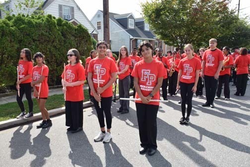 Marching band awaits the parade.