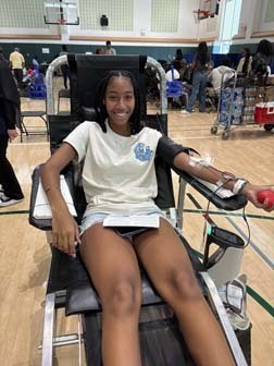 Students after giving blood.