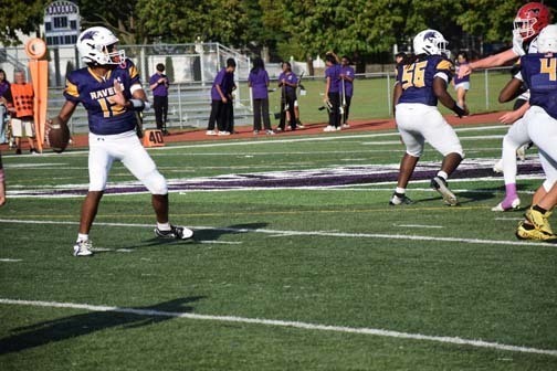 The Ravens are pictured on the field. 