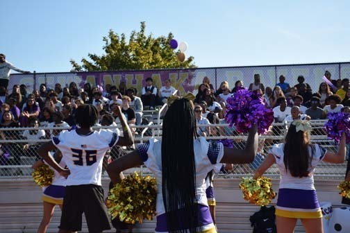 The Ravens ceThe Ravens are pictured on the field.lebrate the touchdown.