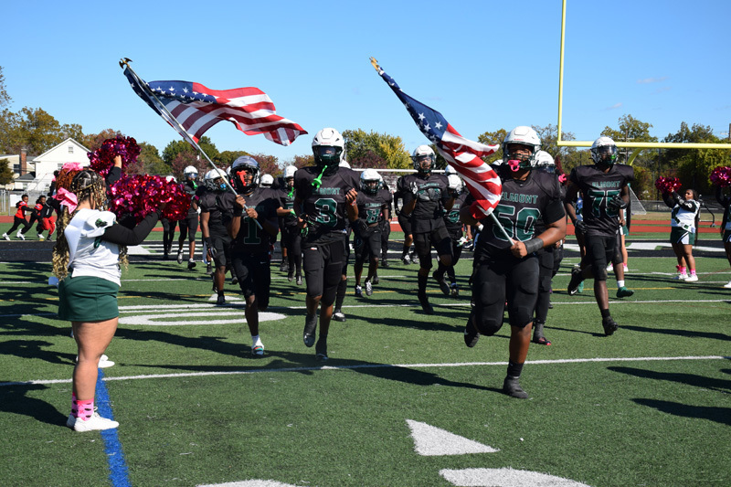students in flag parade