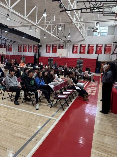 Students listening to guest speaker.