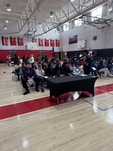 Students listening to guest speaker.