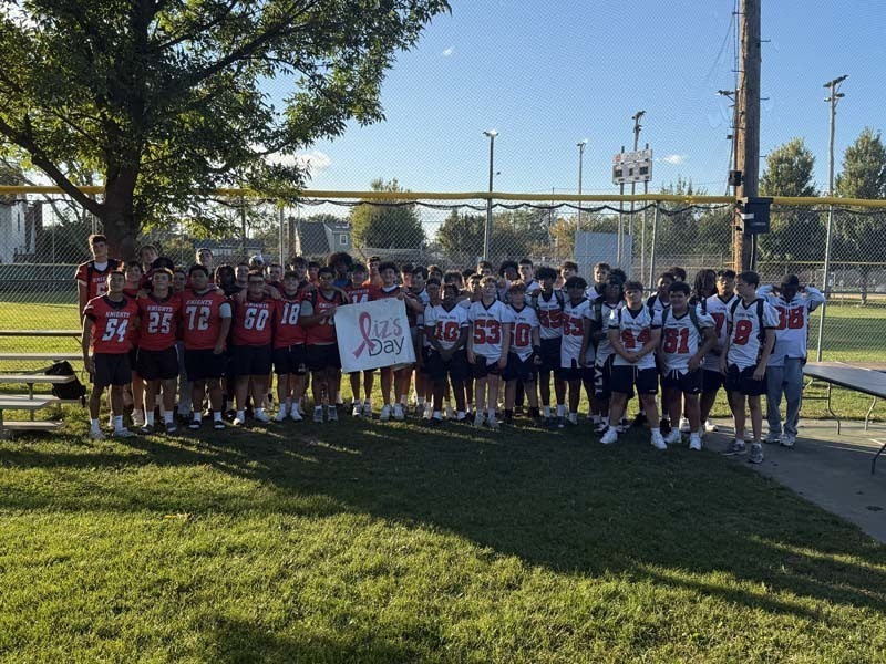 Floral Park Football team outside of venue.