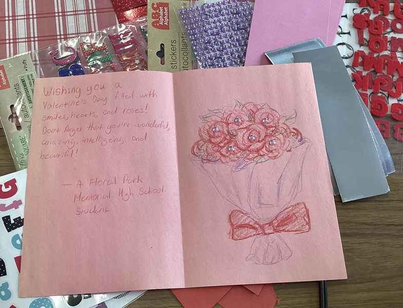  Assorted craft supplies are scattered around.