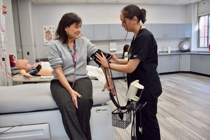 Second-year Sewanhaka District students in the Medical Assisting Career and Technical Education program provided free blood pressure screenings daily to faculty and staff.