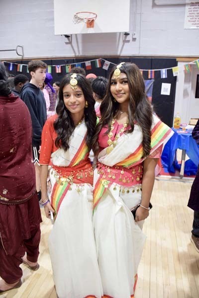 Students dressed in tradional Indian attire.