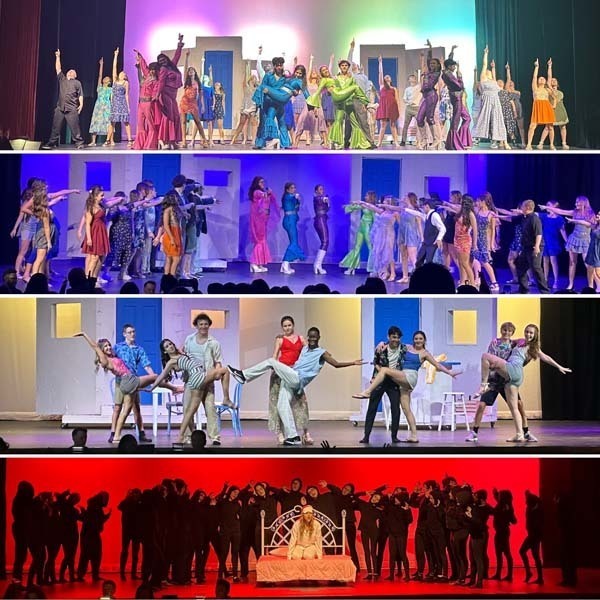 Collage of students performing.