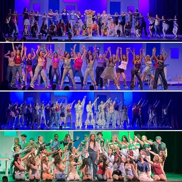 Collage of students performing.