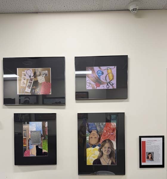 Student artwork on display.