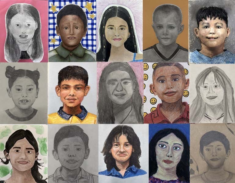 Collage of student artwork.