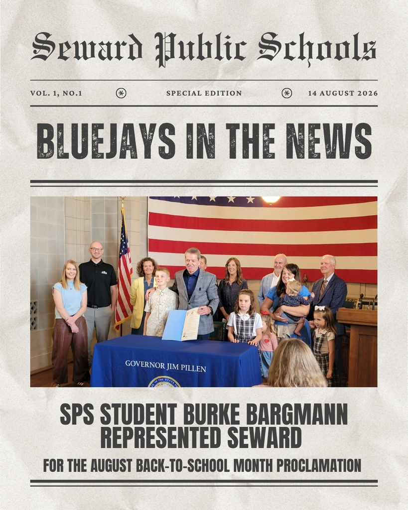 Seward’s own Burke Bargmann represented our community at the Back-to-School Proclamation, officially declaring August as Back-to-School Month! Way to represent, Burke!