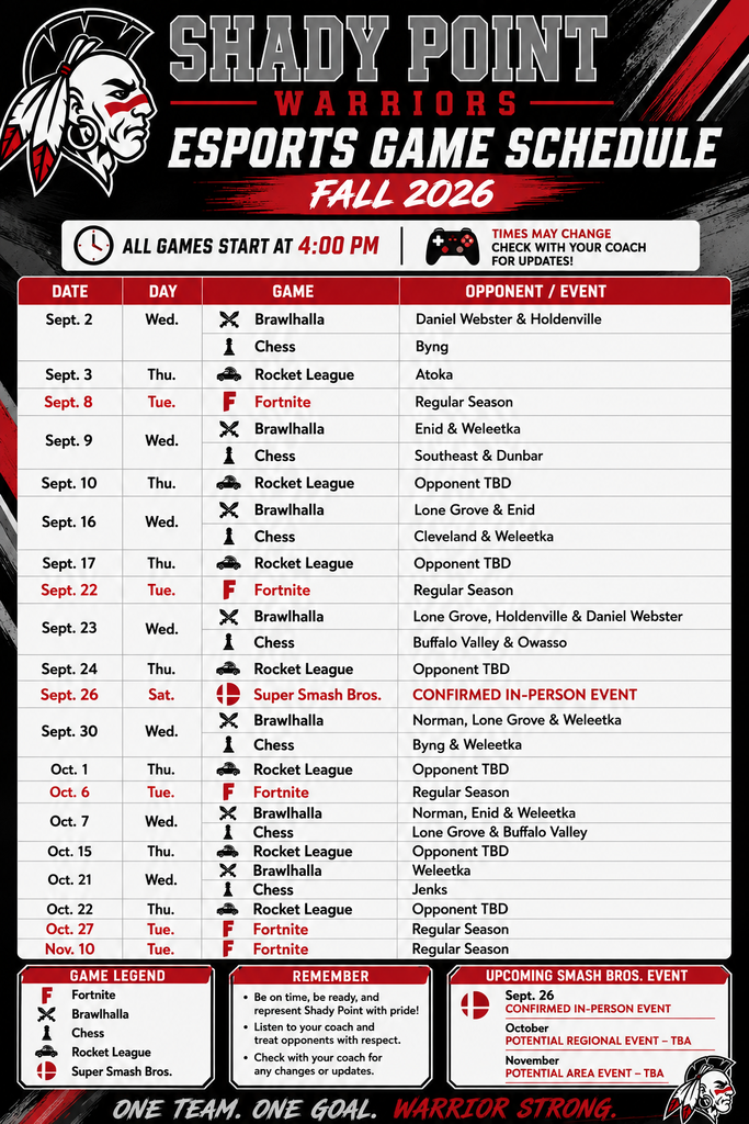26-27 eSports Schedule